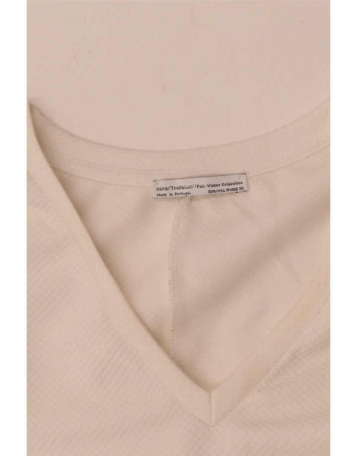 Top Trafaluc pentru femei Zara cu mânecă lungă UK 14 Medium Off White