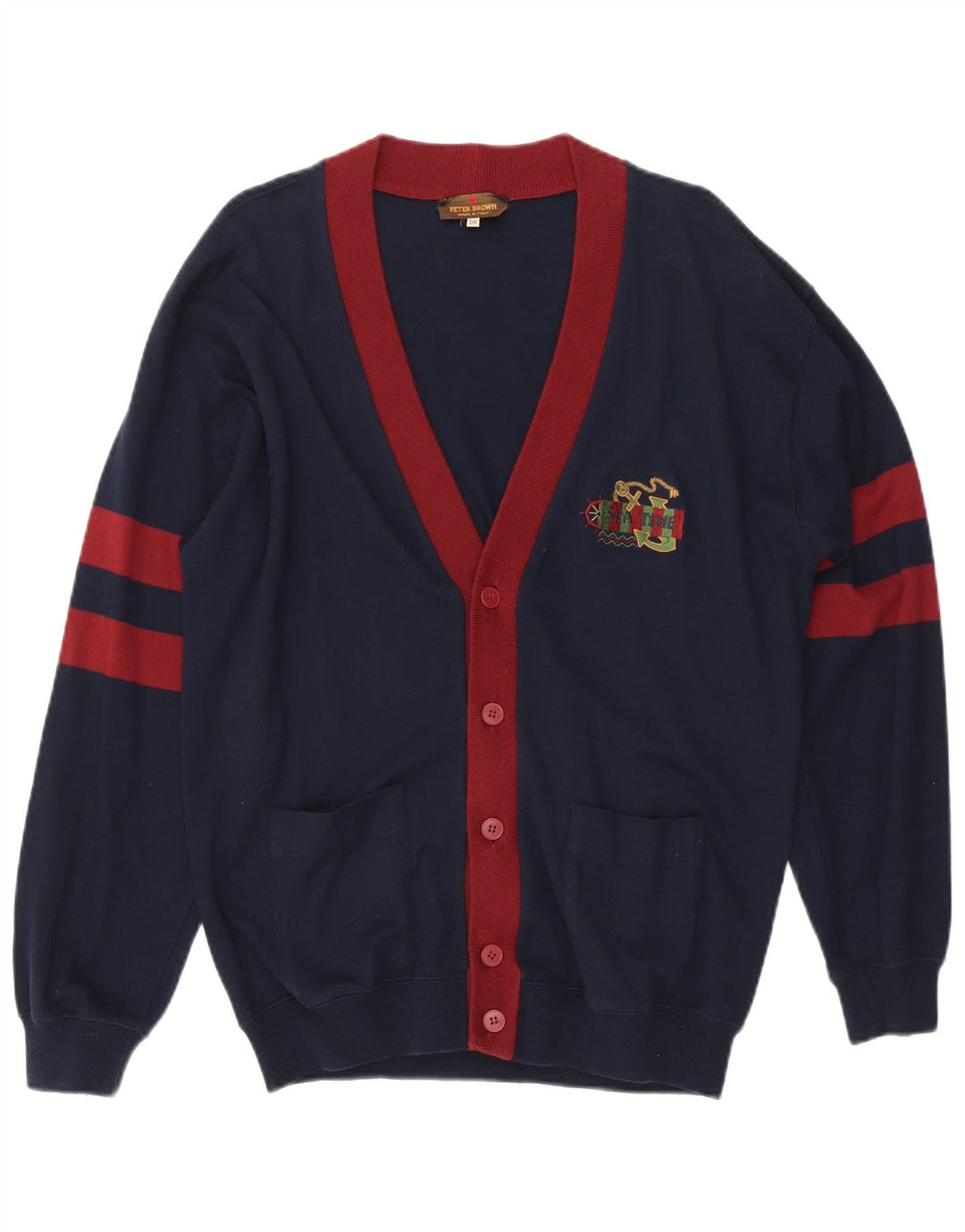 Pulover cardigan pentru bărbați Peter Brown IT 50 mediu, albastru bleumarin, bumbac