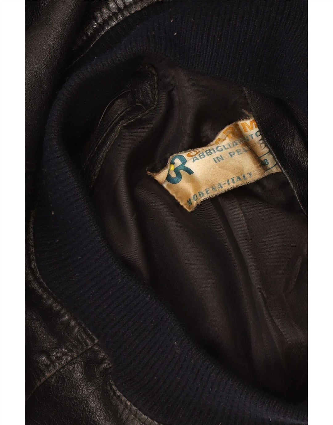 Jachetă de piele vintage pentru bărbați IT 48 Medium Black