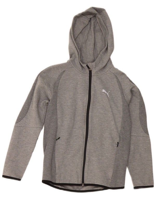 Pulover Puma pentru băieți, cu fermoar, 11-12 ani, bumbac color bloc, gri