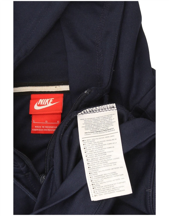 Pulover Nike pentru bărbați, cu fermoar, cu capotă, mare, albastru bleumarin, poliester