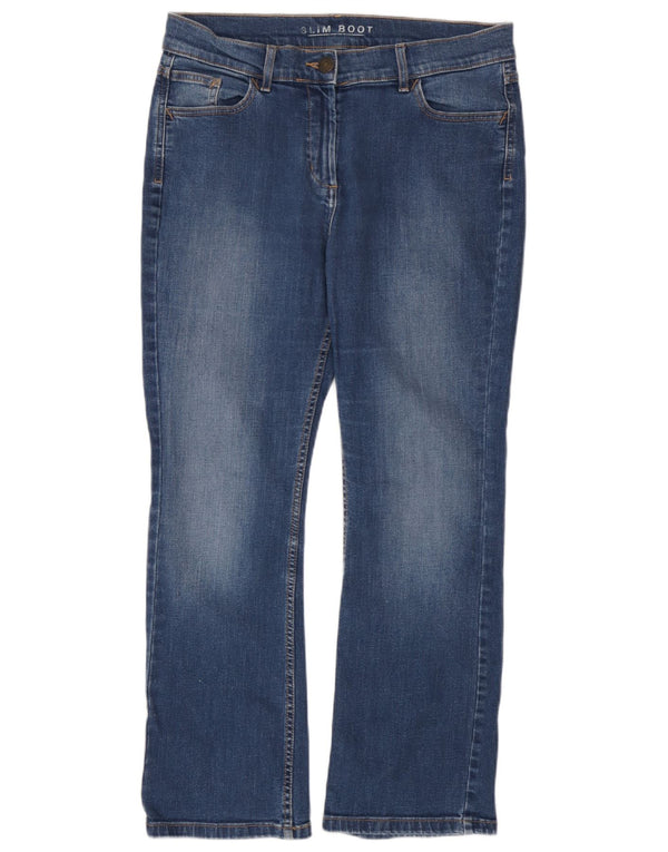 Marks & Spencer blugi subțiri bootcut pentru femei UK 14 mare L34 L28 bumbac albastru
