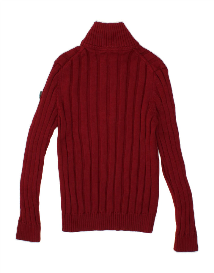 MARINA YACHTING Womens Button Neck Jumper Sweater UK 14 Large Red Vintage Marina Yachting and Second-Hand Marina Yachting from Messina Hembry 
