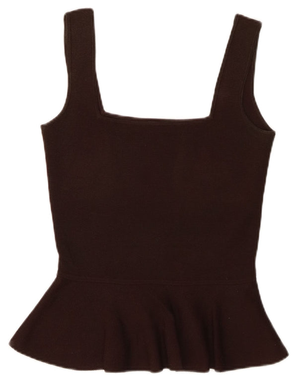 Bluză fără mâneci Massimo Dutti pentru femei UK 8 Small Brown Viscose