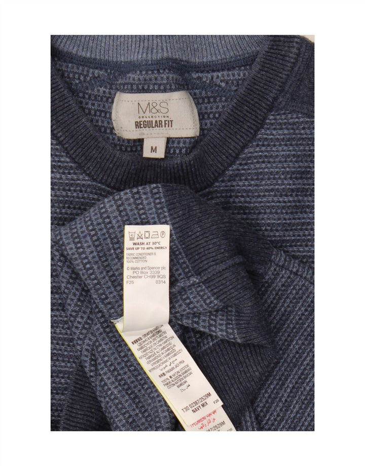 Pulover pentru bărbați Marks & Spencer, cu gât crew, în dungi, albastru bleumarin mediu