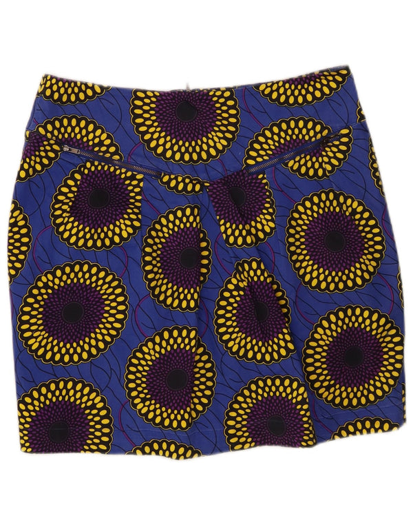 Fusta creion mini pentru femei Oasis UK 14 Medium W30 Bumbac floral albastru