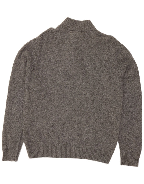 Crew Clothing Pulover pentru bărbați cu gât cu nasturi XL Lână gri