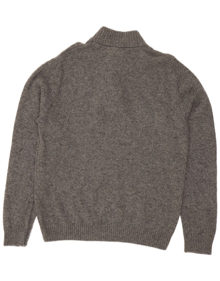 Crew Clothing Pulover pentru bărbați cu gât cu nasturi XL Lână gri