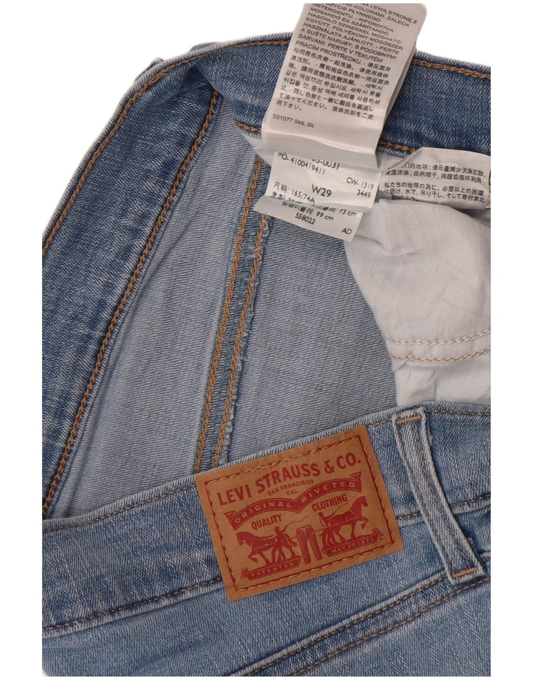 Pantaloni scurți din blugi pentru femei LEVI'S W29, bumbac albastru mediu