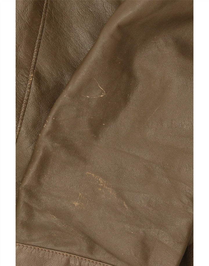 Jachetă de piele vintage pentru bărbați UK 38 Medium Khaki Piele