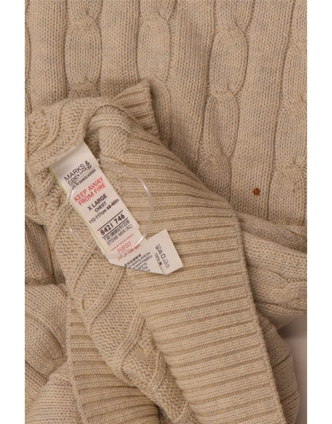 Pulover pentru bărbați Marks & Spencer cu gât crew, XL, bej