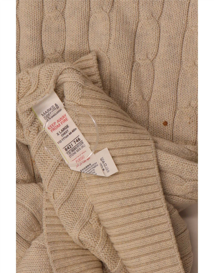 Pulover pentru bărbați Marks & Spencer cu gât crew, XL, bej