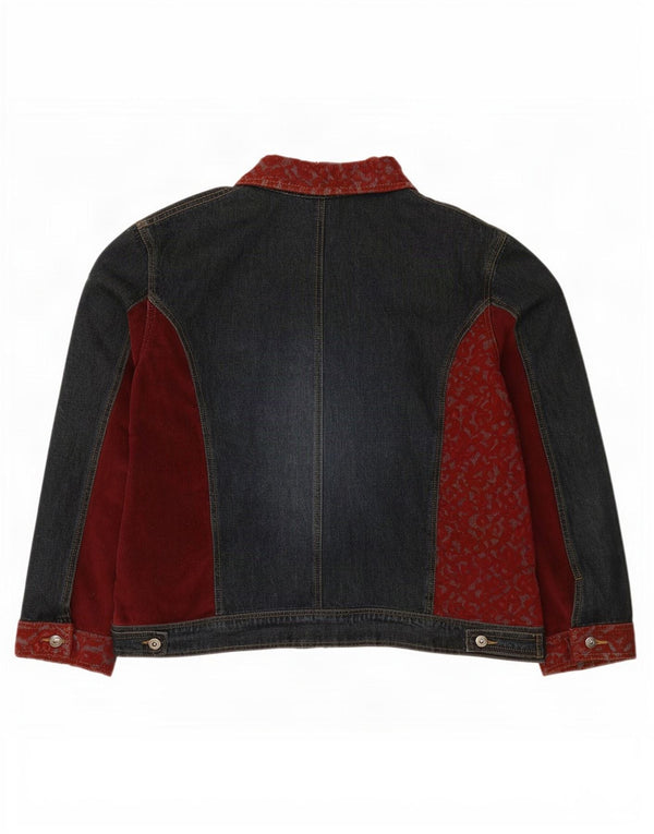 Vintage Womens Denim Jacket UK 18 XL Blue Patchwork Cotton