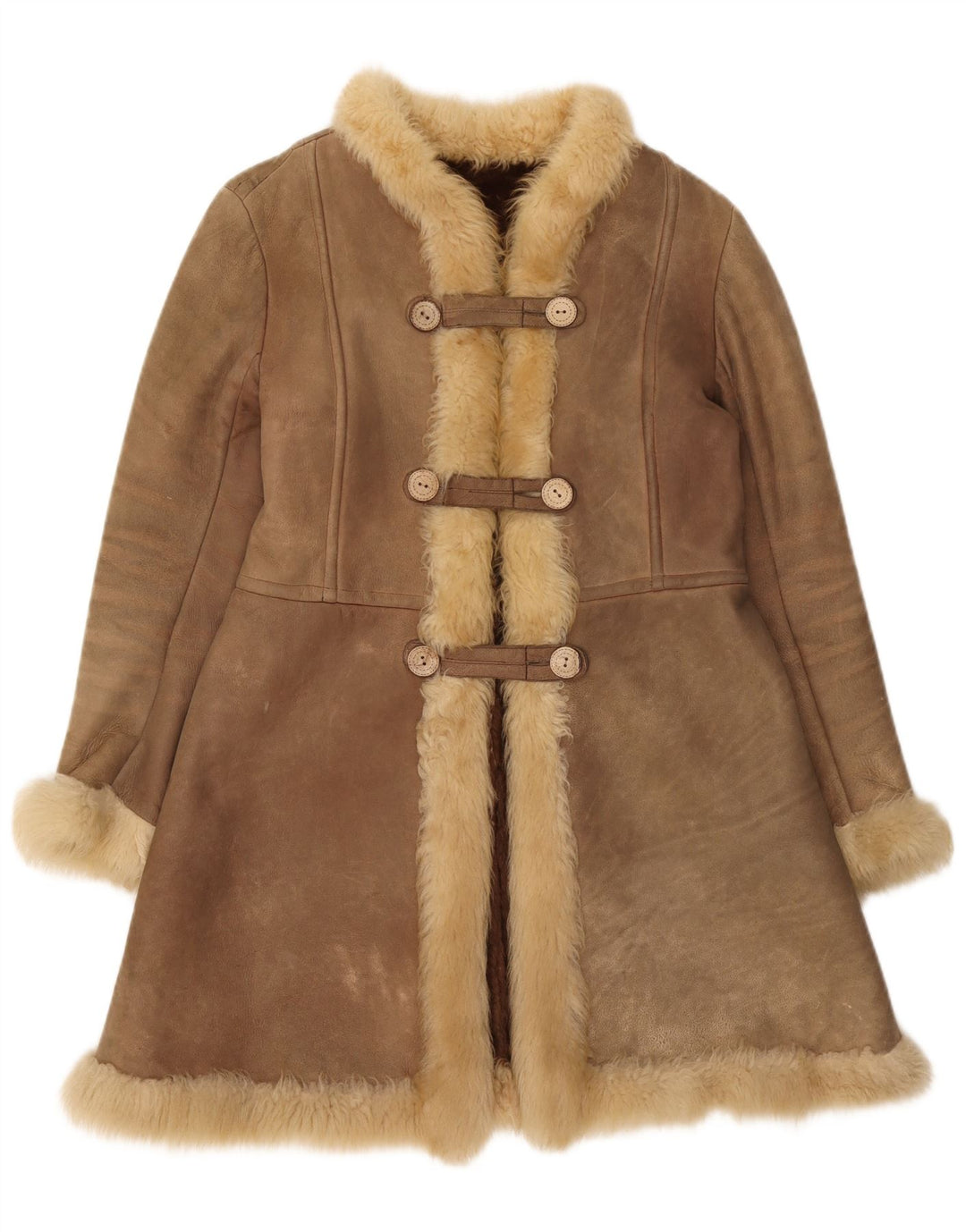Palton vintage pentru femei din shearling UK 10 mic maro