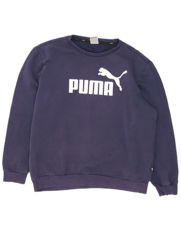 Hanorac grafic pentru bărbați Puma Pulover mare din bumbac bleumarin