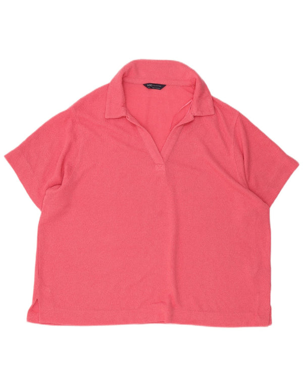 Tricou polo pentru femei Marks & Spencer UK 22 3XL roz viscoză