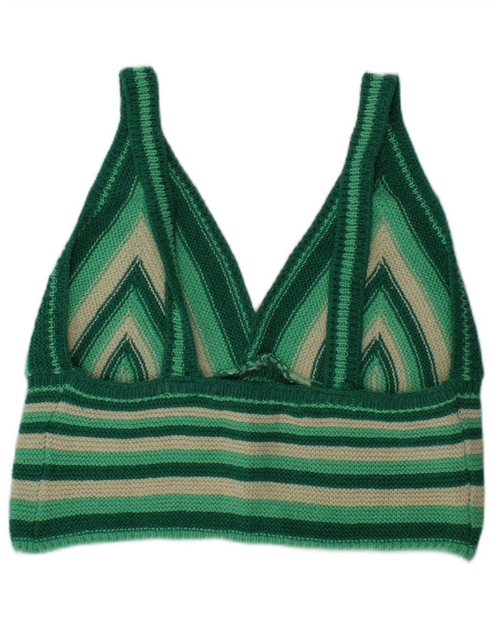 Top Crop tricot pentru femei Zara, bumbac cu dungi verzi medii