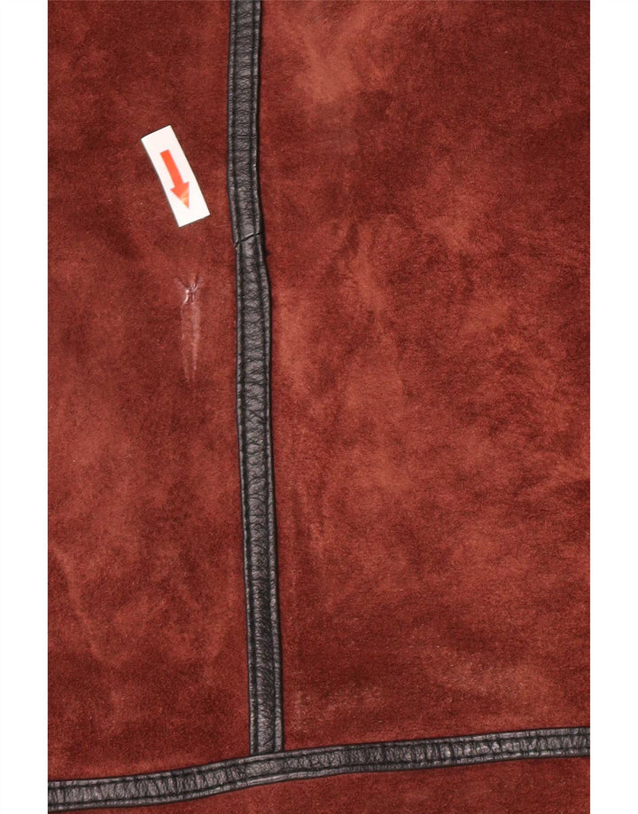 Palton din shearling vintage pentru femei, cu ajustare largă, UK 12, maro mediu, bloc de culoare
