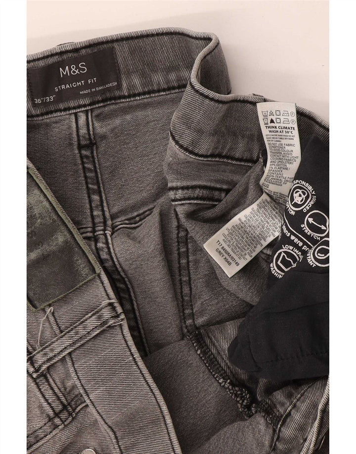 Blugi drepti pentru bărbați Marks & Spencer W36 L33 bumbac gri