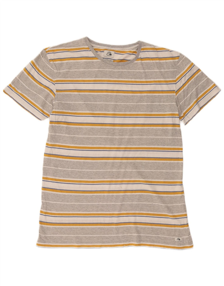 Tricou pentru bărbați Quiksilver Top din bumbac cu dungi gri mediu