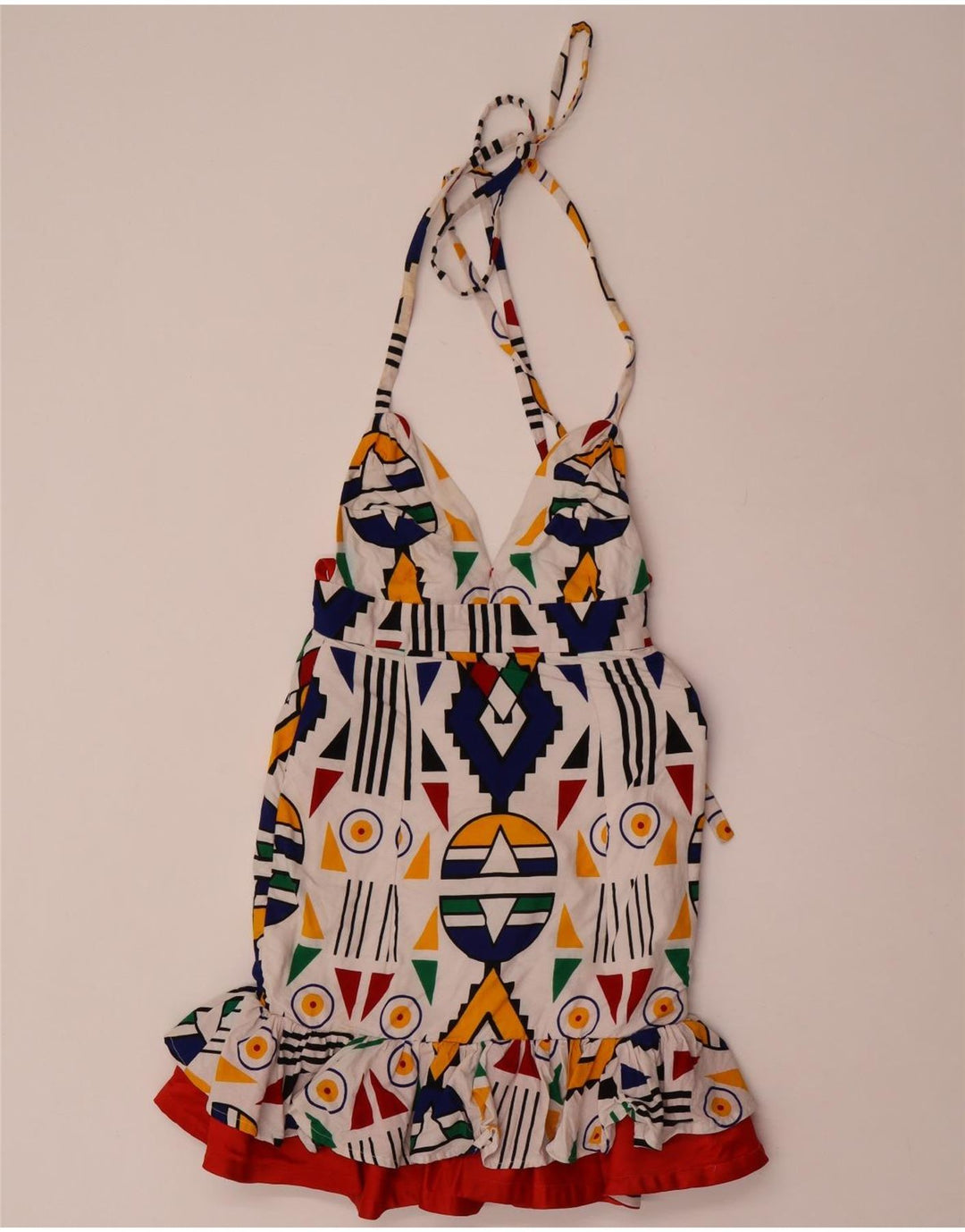 Rochie de damă vintage Halter UK 8 Mic Multicolor Geometric