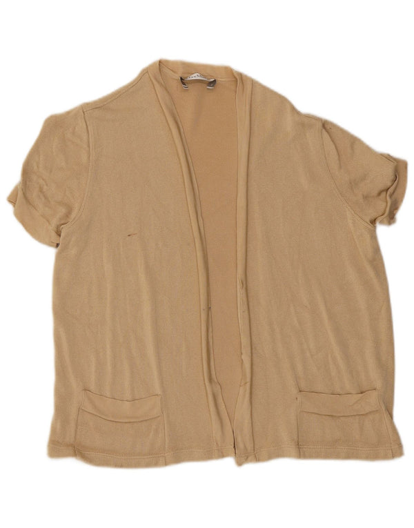 Max Mara Pulover cardigan deschis cu mânecă scurtă pentru femei UK 14 Bej mediu