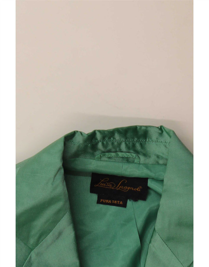 Sacou blazer cu 3 nasturi pentru femei Luisa Spagnoli UK 14 Mătase verde medie
