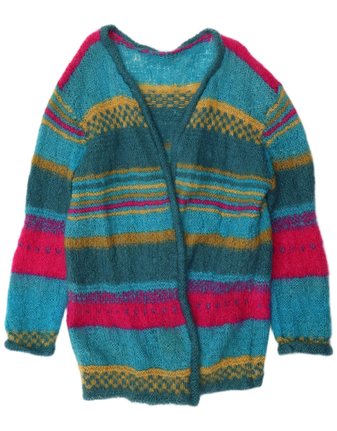 Pulover Vintage cardigan cu paragate pentru femei UK 14 Medium Multicolor