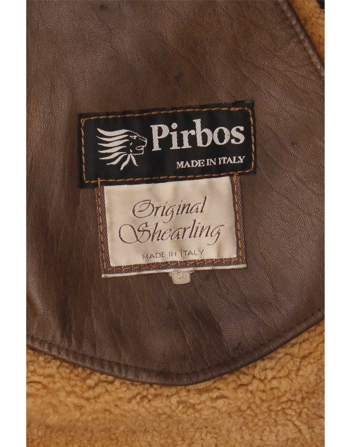 Jachetă din shearling pentru bărbați Pirbos IT 58 4XL maro din shearling