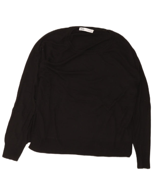 Pulover pentru femeie cu gât de barcă Zara UK 18 XL Negru