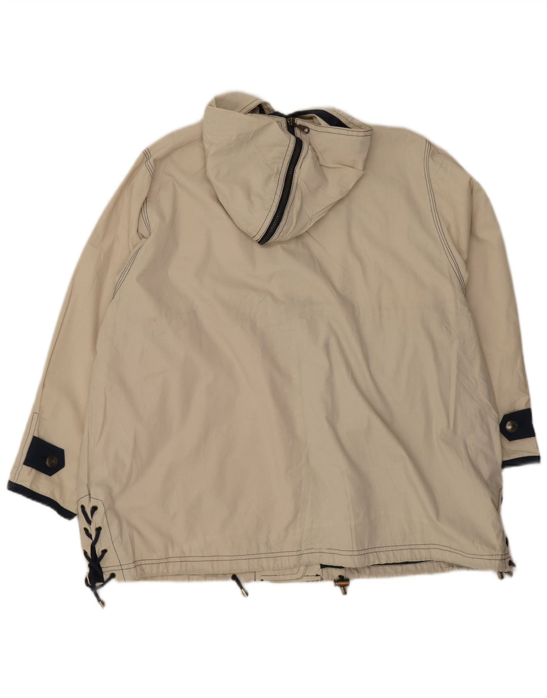 Jachetă de ploaie supradimensionată cu glugă vintage pentru femei UK 8, poliester alb, mic