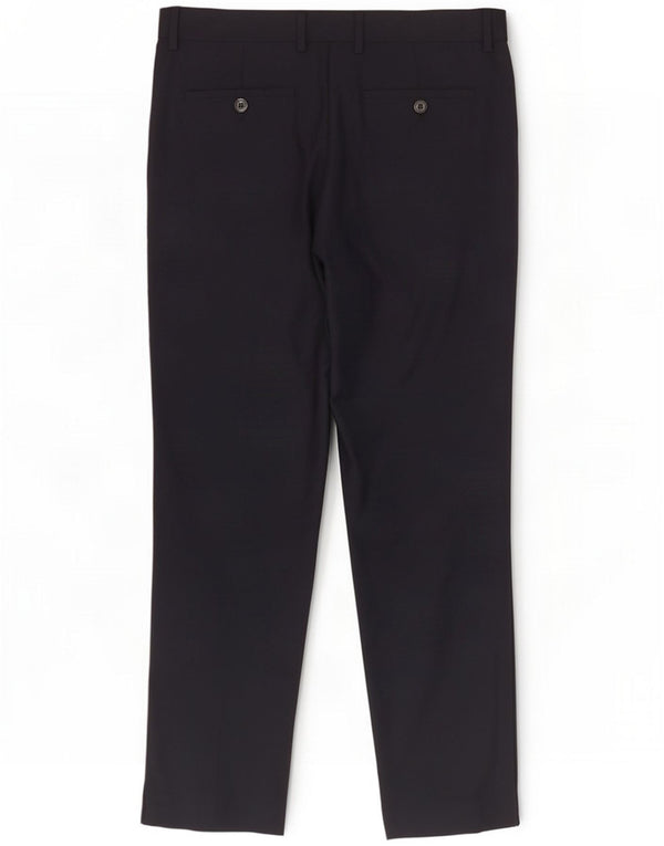 Emporio Armani Pantaloni drepți pentru bărbați EU 48 Medium W34 L30 Lână neagră