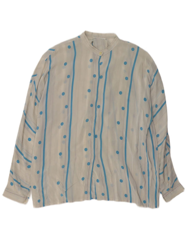 Bluză de cămașă vintage pentru femei UK 16, mare, albă, cu buline