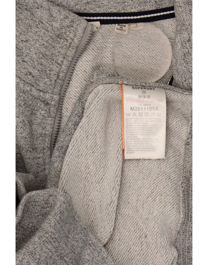 Pulover Superdry pentru bărbați, cu fermoar și gât, bumbac mare, gri