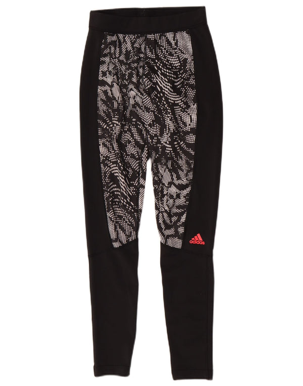 Adidas Womens Climalite Leggings UK 4/6 XS Negru Animal Print Poliester