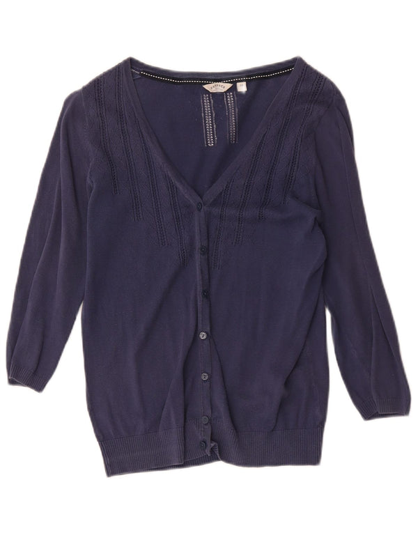 Fat Face Pulover cardigan cu mâneci 3/4 pentru femei UK 10 mic Bumbac bleumarin