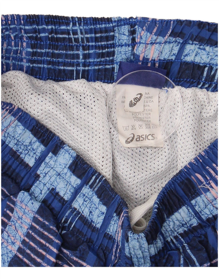 Pantaloni scurți de înot ASICS pentru bărbați, poliester cu carouri mici, albastre