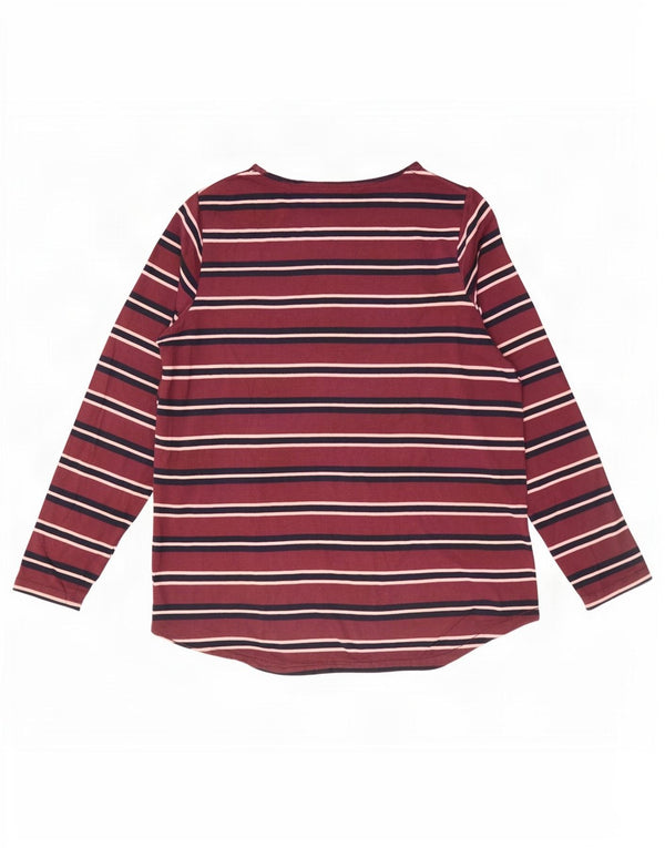 Fat Face Womens Top Long Sleeve UK 18 XL Burgundy Striped Cotton