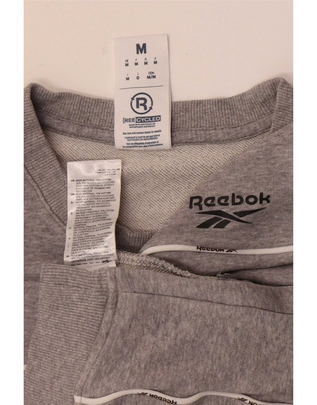 Pulover Reebok pentru bărbați, bumbac, gri mediu