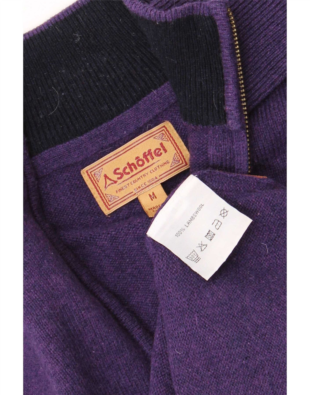 Pulover pentru bărbați Schoffel, cu fermoar și gât, lână de miel violet mediu