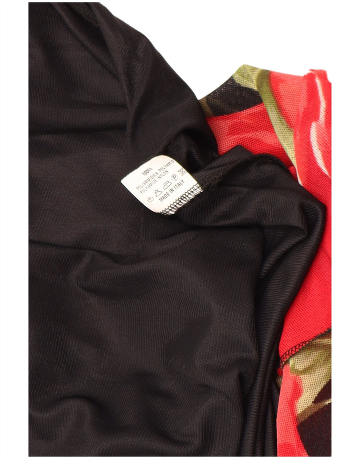 Rochie maxi fără mâneci pentru femei VINTAGE UK 12 Medium Black Floral Poliamidă