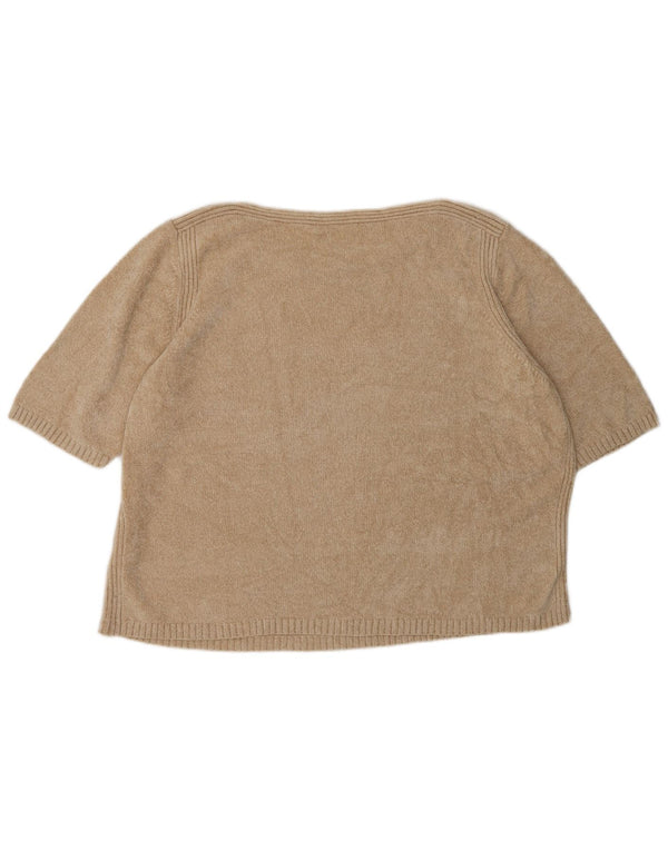 Marks & Spencer Womens Boat Neck Jumper Sweater UK 22 3XL Beige