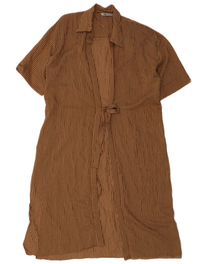 Rochie rochie supradimensionată pentru femei Zara UK 10, maro, cu dungi mici