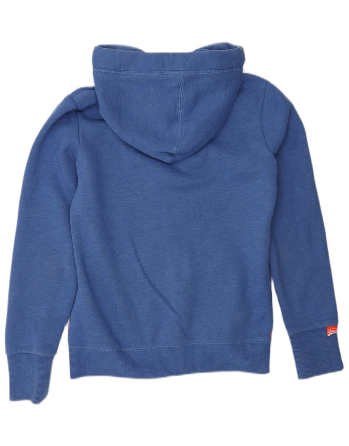 SUPERDRY Pulover cu capota cu fermoar pentru femei UK 10 Bumbac albastru mic