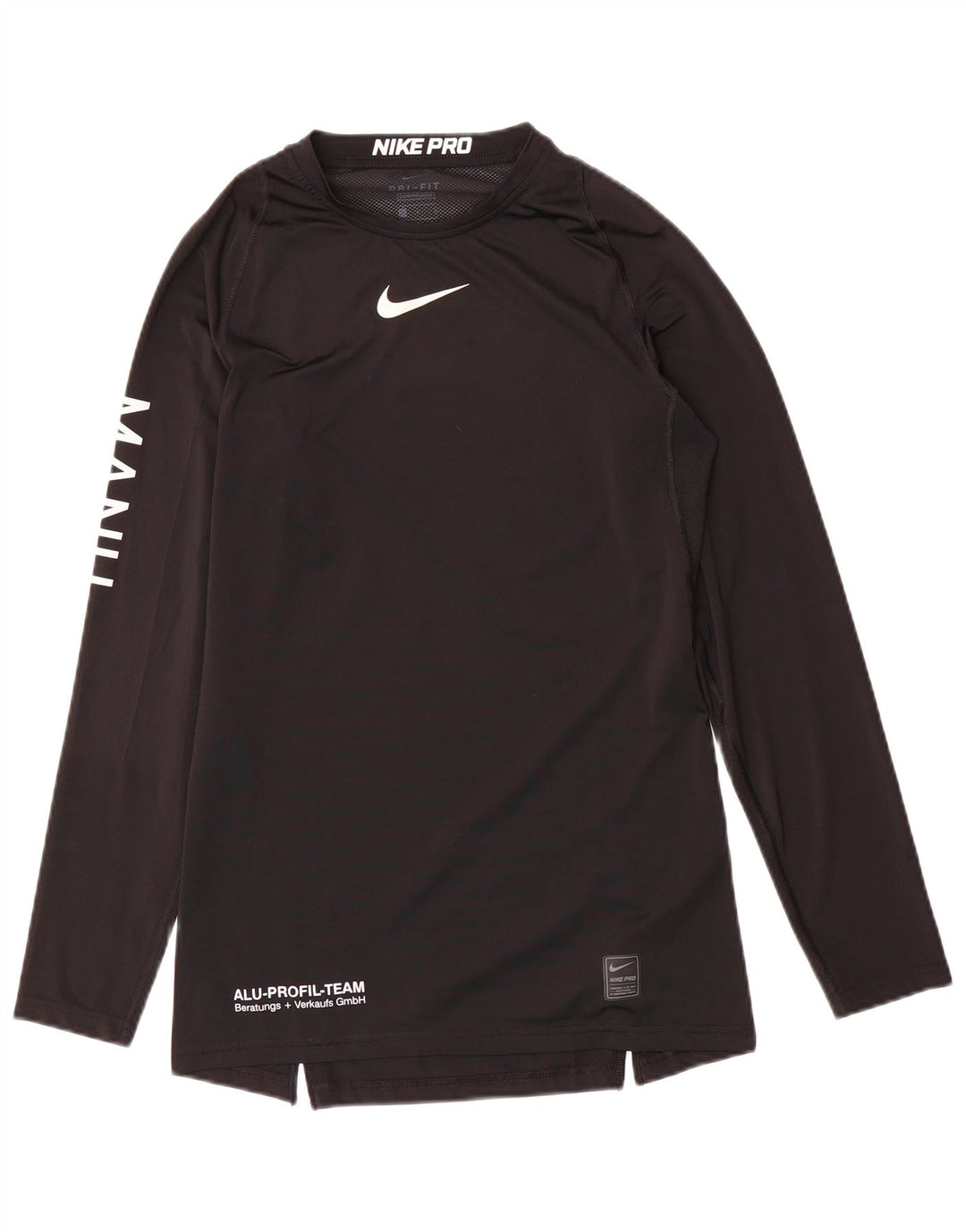 Top grafic Nike Dri Fit pentru bărbați cu mânecă lungă, mare, negru, poliester