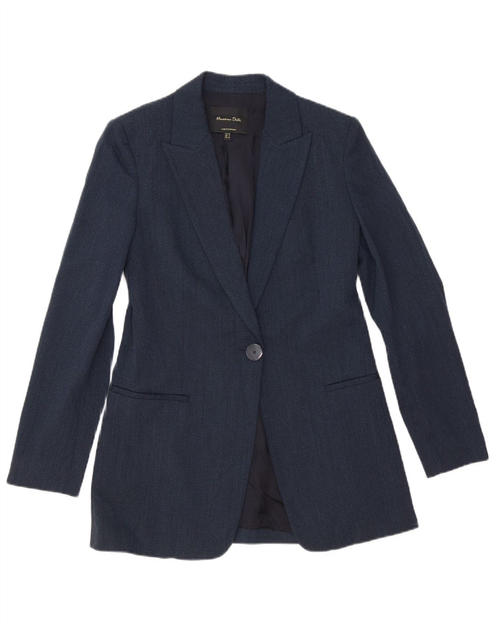 Jachetă Blazer Femei Massimo Dutti cu 1 nasture EU 36 XS Viscoză bleumarin