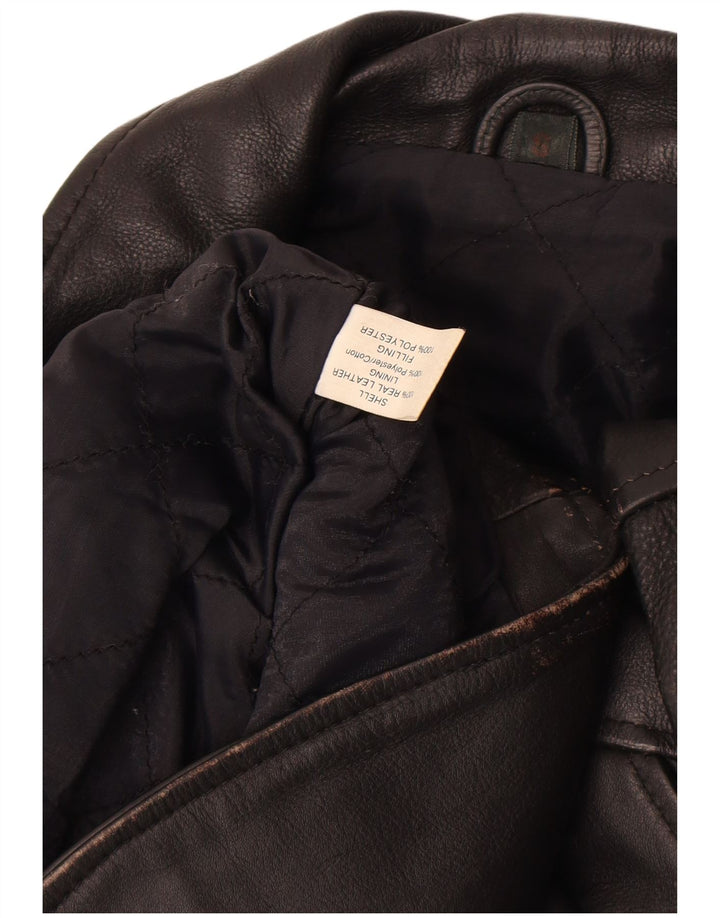 Jachetă de motociclist din piele vintage pentru bărbați UK 36 Mic din piele neagră