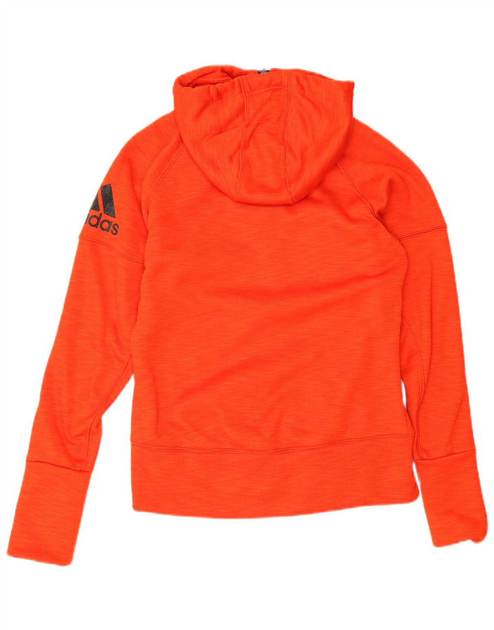 Pulover Adidas pentru femei, cu fermoar, cu capota, UK 8/10, poliester roșu mic