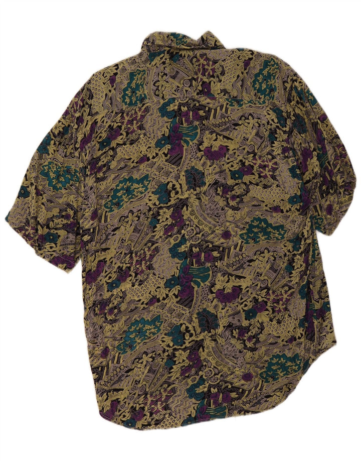 Cămașă vintage pentru bărbați cu mânecă scurtă, vâscoză florală, multicoloră, medie