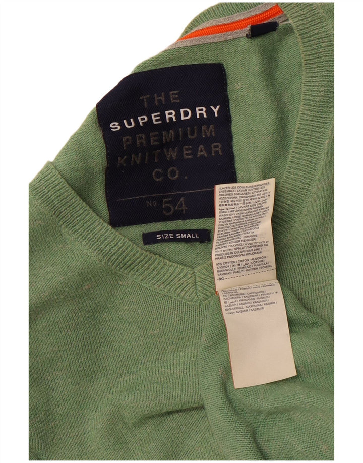 Pulover cu decolteu în V Superdry pentru bărbați, bumbac verde mic